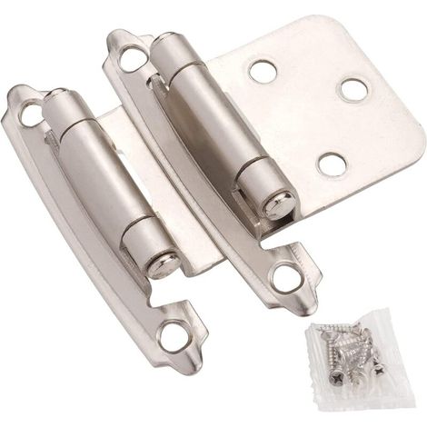 Charnières de placard en nickel brossé pour portes de placard de cuisine, paquet de 2, charnières à fermeture automatique, à assembler (1/5)