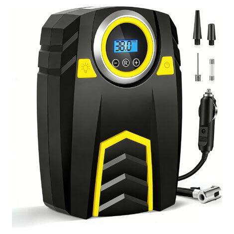 Compresseur d'air portable pour voiture - Gonfleur de pneus 12 V avec 4 adaptateurs, affichage LED et numérique 150 PSI pour voitures/camions/motos/vélos/ballons