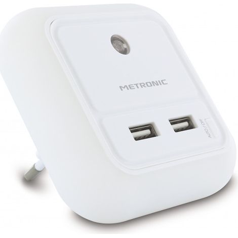 Chargeur secteur veilleuse carré 2 USB-A 2,1 A - blanc (1/5)