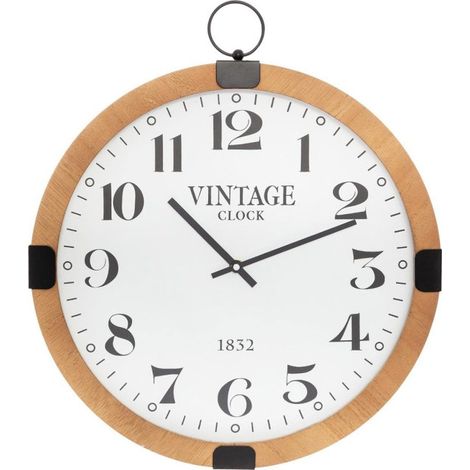 Horloge Murale Silencieuse "Gousset" 38cm Naturel (1/2)