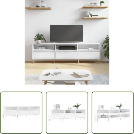 vidaXL Meuble tv bois - Meuble TV blanc brillant 150x30x44,5 cm bois d'ingénierie (1/5)