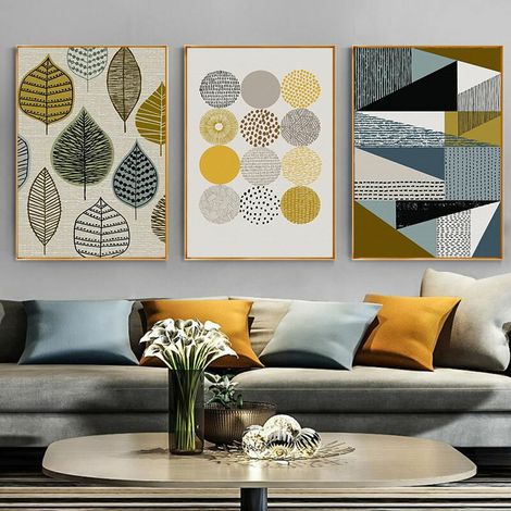 Impression sur Toile intissee Formes géométriques inspiration scandinave Tableau 3 Parties Tableaux Decoration Murale 40 x 60cm - Non encadrées (1/5)