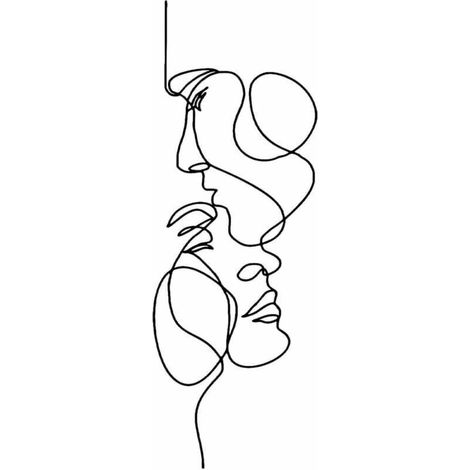 Mur en métal art minimaliste ligne de mur minimaliste sculpture murale en fer abstrait mur moderne maison art noir décoration salle de bain visage bureau décoration décoration décoration (1/5)