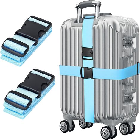 Sangles de Bagage Réglables Avec Boucle Ceinture Elastique - Croisée Voyage Lanière pour Valise - Attache pour Fermeture Sécurisée - 2 Pièces