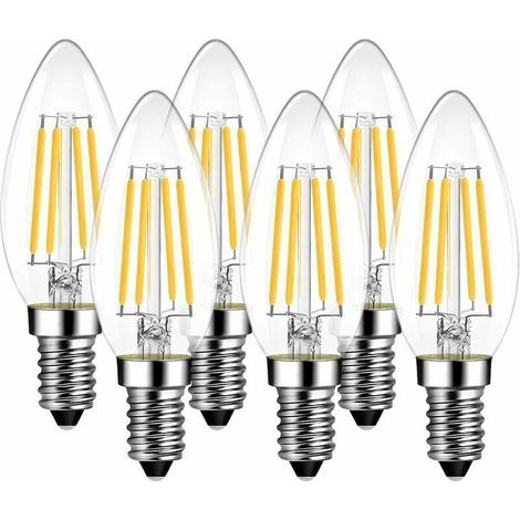 Set mit 6 LED-Pendelleuchten, E14-Fassung, 4 W (470 Lumen statt 40 Watt), 6500 K Kaltweiß, Glühlampe, Glas, nicht dimmbar (1/4)