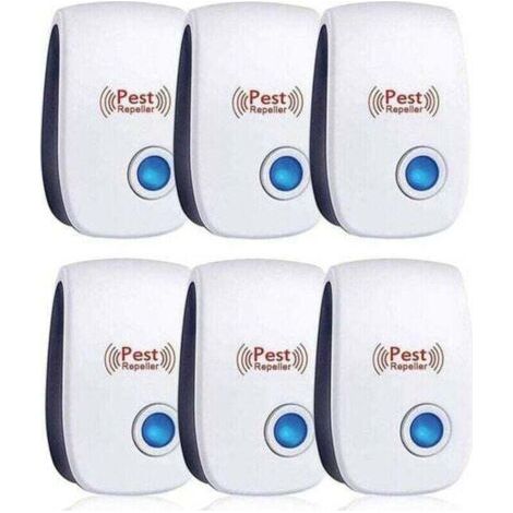 Repulsif Ultrasons, Ultrason Souris Lot de 6, Ultrason Souris et Rat Efficace Contre Souris,Rats,Mouches,Moustiques,Insectes Nuisibles,Araignées,Cafards, Sûr et Non Toxique,DEBUNS