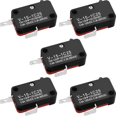 5pcs V-15-1C25 2 Pin Limit Micro Switch Instant Button Switch SPDT Quick Action Micro Switch Suitable for Electrical and Electronic Equipment (1/5)