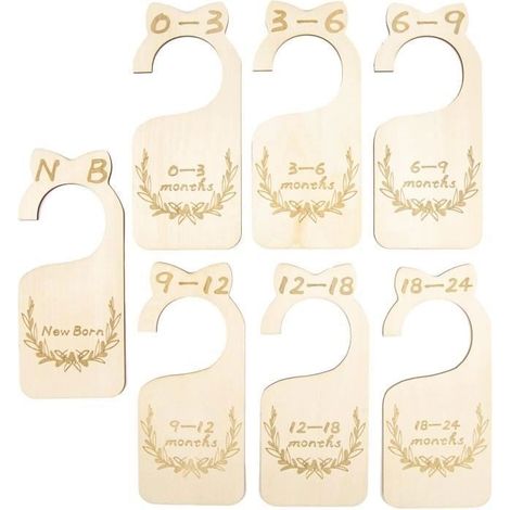 7 Pièces Séparateurs De Placard Pour Bébé En Bois Du Nouveau-Né à 24 Mois, Organisateurs En Tissu Pour Bébé, Pour Le Tri De (1/4)