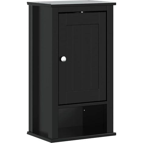 Armoire murale de salle de bain BERG noir bois de pin massif