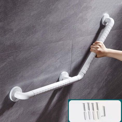 Maniglione di supporto per doccia a 135° per vasca da bagno, in ABS e acciaio inox, per anziani e disabili, 42 x 42 cm