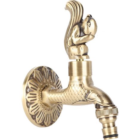 Robinet de Jardin en Laiton Cuivré, Robinet Extérieur Sculpté G 1/2" (1/5)