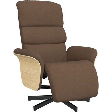 Fauteuil inclinable en tissu marron avec repose-pieds (1/5)