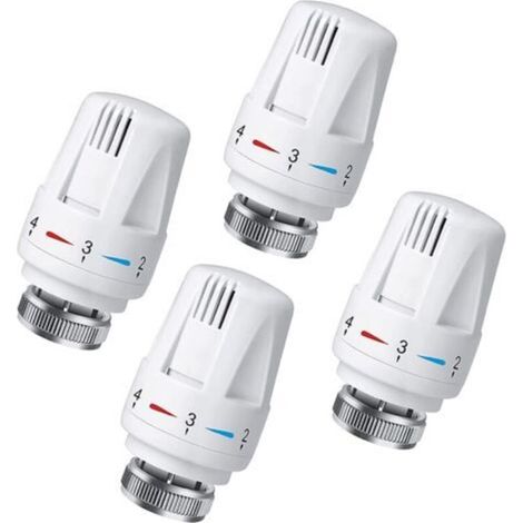 Lot de 4 Tête Thermostatique Connectée Vanne Thermostatique Accessoire, Tete Thermostatique Radiateur, Tête de Remplacement de Vanne de Radiateur pour le Thermostat M30 x 1.5 White