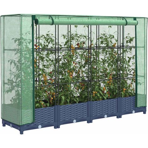 Jardinera elevada con cubierta de invernadero aspecto ratán 160x40x123 cm vidaXL (1/5)