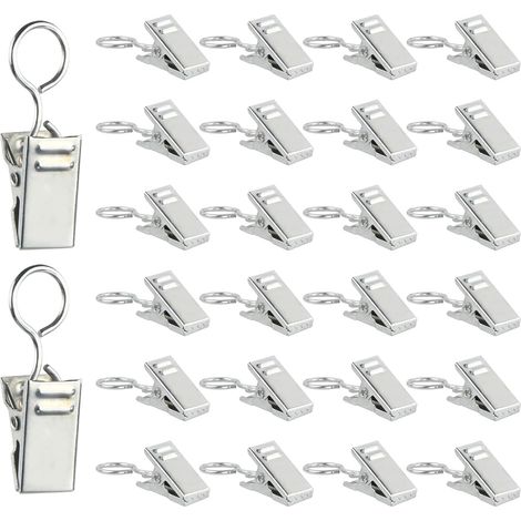 50 Pièces Pince Attache Rideau, Clips de Rideau, Pince à Rideaux en Métal, Anneaux à Pince, Acier Inoxydable, Pince Rideau Douch pour Décoration, Photo, Maison, Salle de Bain (1/5)