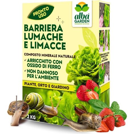 Barriera Naturale per Lumache e Limacce Protezione Biologica per Piante con Ossido di Ferro, Disidrata e Allontana i molluschi infestanti, effetto nutriente per il terreno in Granuli Pronto Uso 2 Kg
