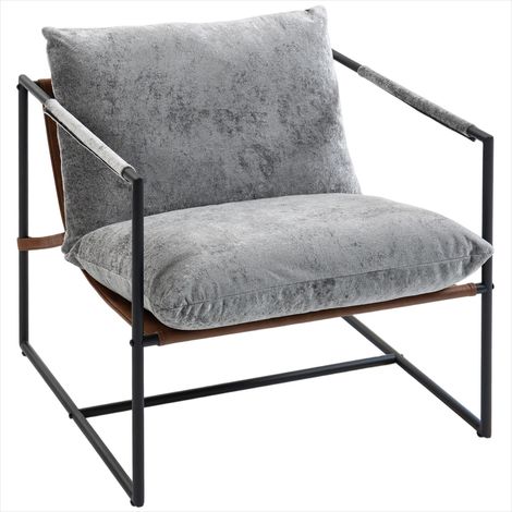 Banc de salle à manger Fauteuil lounge velours gris assise 73 cm (1/5)