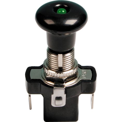 Interruttore tira-spingi con spia a Led - 12/24V - Verde - 10A (1/3)