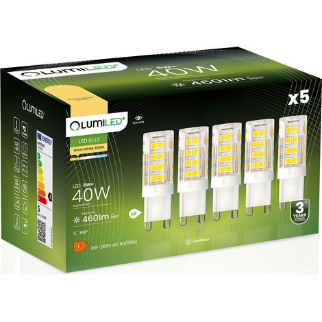 5x G9 LED-Kapsellampe 5W = 40W 460lm 3000K warmweiß 360° LUMILED