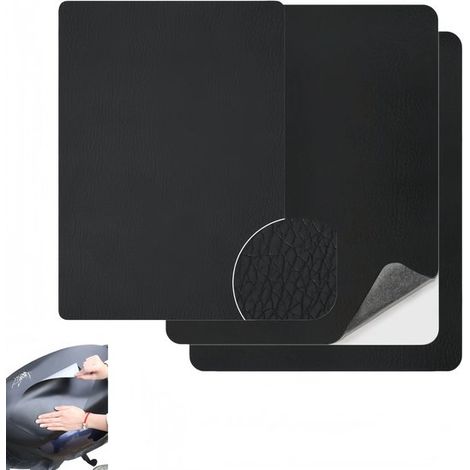 3 toppe autoadesive in similpelle, toppe per rivestimenti in pelle, toppe in similpelle, 20 x 28 cm, per sedili auto, divani, sedili barca, sedie, nere (1/4)