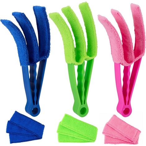 Green Mobility-Lot de 3 Brosses de Nettoyage pour Stores Outils de Nettoyage avec 3 Manchons en Microfibre Plumeaux pour Volets de Fenêtre Climatisation Ventilation de Voiture (1/5)