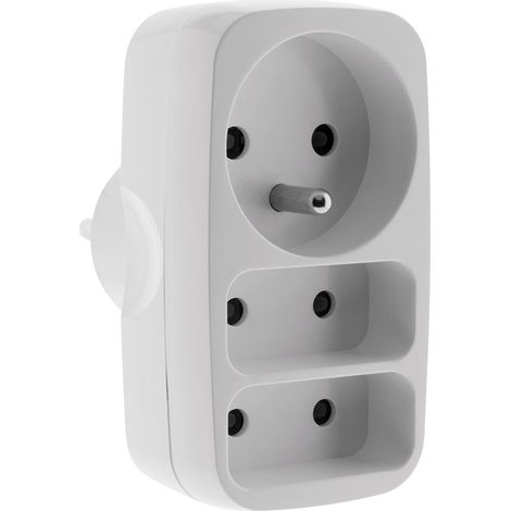 Multiprise triplite 2x2P 6A + 1x2P+T 16A - Blanc - Zenitech (1/8)