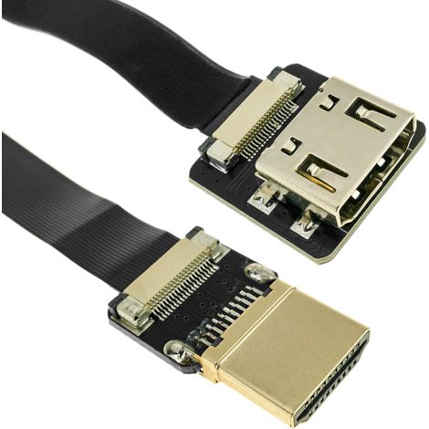 BeMatik - Câble vidéo HDMI plat FPV 20 cm A-mâle à A-femelle (1/5)