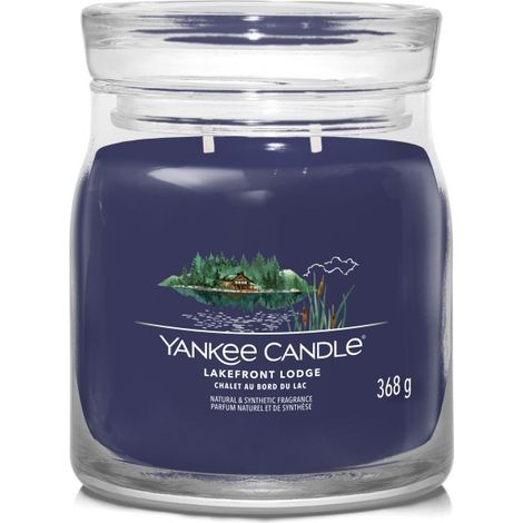 Vela aromática Lakefront Lodge - Yankee Candle Signature - Vela mediana de dos mechas - Novedad de 2022