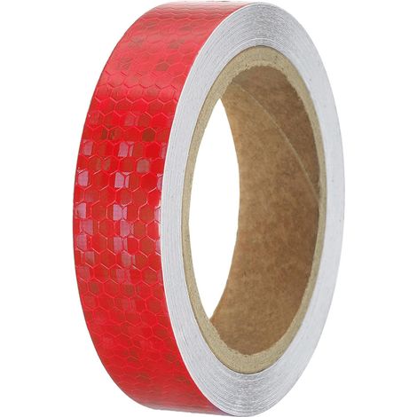 Cinta reflectante de 2,5 cm x 10 m, impermeable, de alta visibilidad, autoadhesiva, para exteriores, para remolques, camiones, coches y bicicletas, color rojo. (1/5)