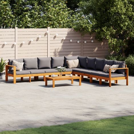 Salon de jardin avec coussins 6 pcs bois d'acacia solide (1/5)