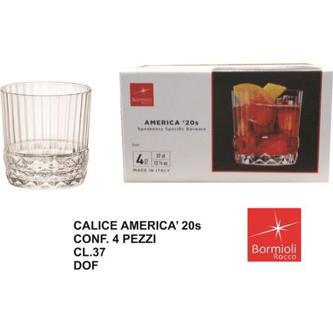 Set 4 Bicchieri america 20s in vetro vintage dof bormioli