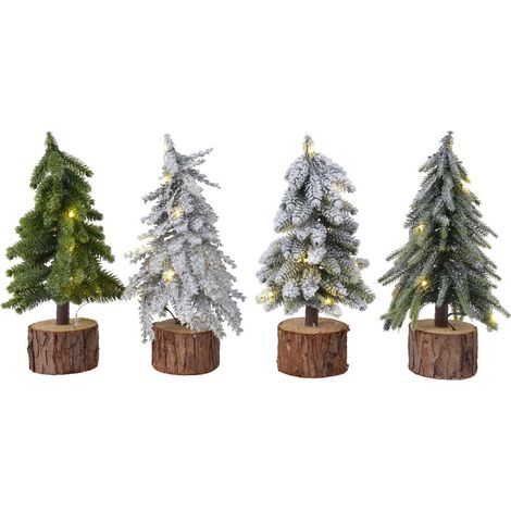 Mini Weihnachtsbaum 28 cm grün mit integrierten Lichtern