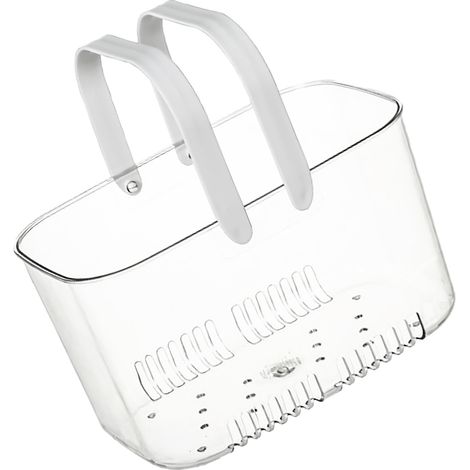 Cestino portaoggetti per la doccia, stile semplice e grazioso, grande capacità, impermeabile, con design cavo, portatile, organizer trasparente per il bagno. (1/5)