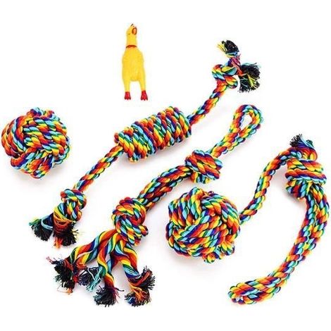 Jouet pour Chiens, Jouet Chien Corde, Jouet à Mâcher, Jouet Interactif pour Chien, pour Petits/Moyens Chiens (4 Pièces) (1/4)