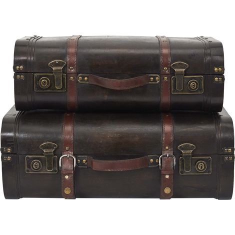 Lot de 2 Malles - HOME DECO FACTORY - Vintage - Marron (1/6)