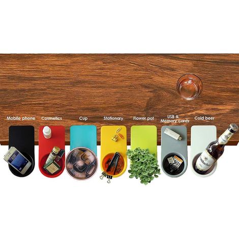 Lot de 2 porte-gobelets à pince bleus pour table ou bureau (1/3)