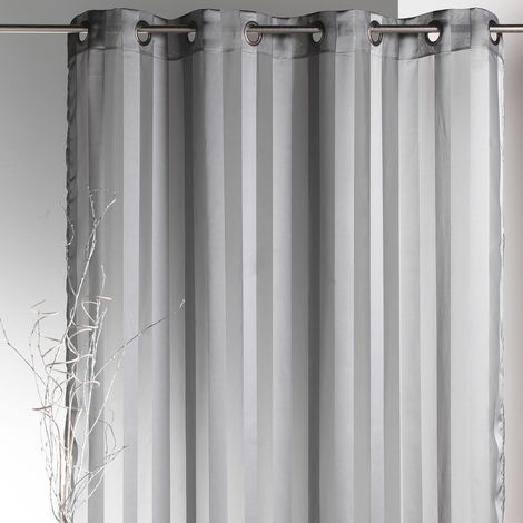 Voilage tissé à Rayures Gris clair 140x250 cm