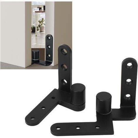 Pair - Kit de charnières de porte gauche/droite en acier inoxydable 130 LBS, rotation à 270°, pour armoires et portails, noir (1/5)