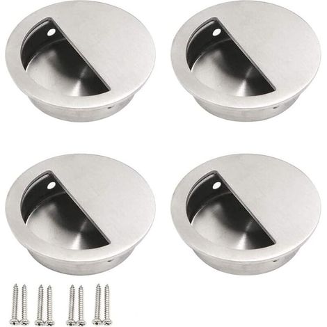 Maniglia a incasso in acciaio inox color argento per ante di armadi o cassetti. Mini maniglie a barra semicircolare. (1/5)
