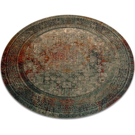 Wollteppich OMEGA MAMLUK Kreis - Rosette vintage smaragd green rund 135 cm