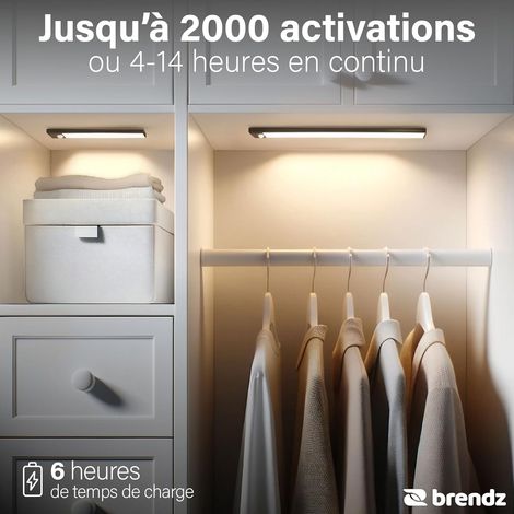 Luce per guardaroba a LED con sensore di movimento, striscia LED ricaricabile tramite USB-C, 3 temperature di colore, lampada per guardaroba a LED, dimmerabile, striscia magnetica per guardaroba, corr (1/4)