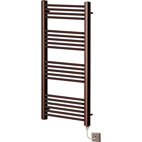 York Electric Brushed Bronze Heated Towel Rail Flat Bathroom Radiator 500mm W x 1200mm H