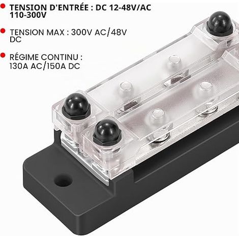 Bloc de Distribution D'alimentation 12V-48V DC BusBar Barres de Distribution D'énergie 2 Voies avec M6 Boulons de Borne pour Voiture Bateau Rouge Noir (1/4)