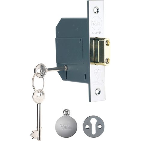 Yale High-Security BS 5-Lever Mortice Deadlock with 81mm (3-inch) Polished Chrome Finish (1/2)