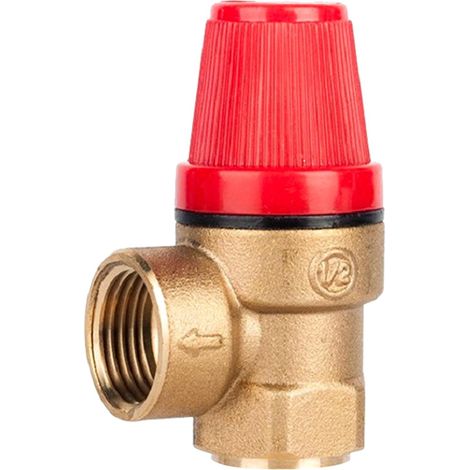 Soupape de sécurité 1/2" - Valve de décharge - Filetage intérieur G1/2" - Vanne de réduction de pression en laiton - Valve de sécurité à membrane DN15 - 3 bar 1/2" IG - Pour eau, huile, gaz, (1/5)