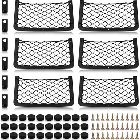6 Filet Rangement, Nylon, 36x18cm, Plastique ABS, Coffre Voiture
