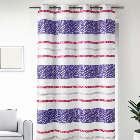 Voilage en jacquard à rayures horizontales colorées Fuchsia 140x240 cm