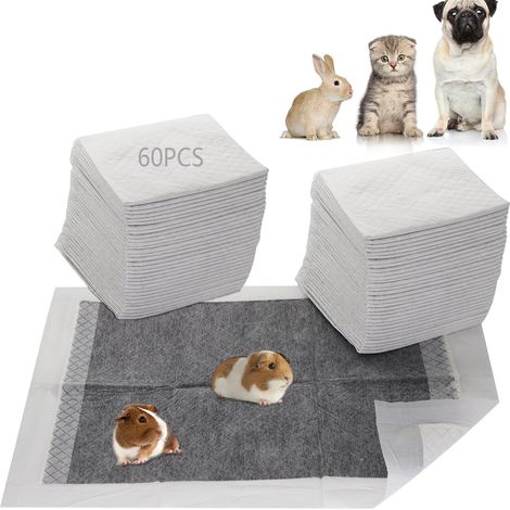 Guinea Pig Pads, Disposable Guinea Pig Cages, Rabbit Pee Pads for Hamster, Rabbit, Ferret, Chinchilla and Other Small Animals (60cm x 45cm, 60pcs) (1/5)
