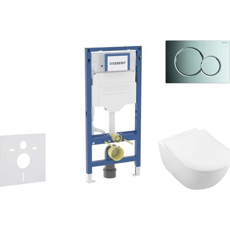 Geberit Duofix - Set per installazione pre- parete, vaso Subway 2.0 e sedile softclose, pulsante Sigma01, cromo lucido SANI11CK1109