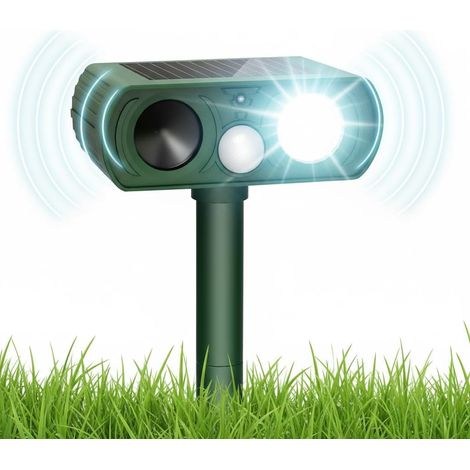 Répulsif Chat Solaire - 1 Unité - ABS Robuste - Ultrasons et LED IPX5 - Jardin Cour Patio - Noir (1/5)